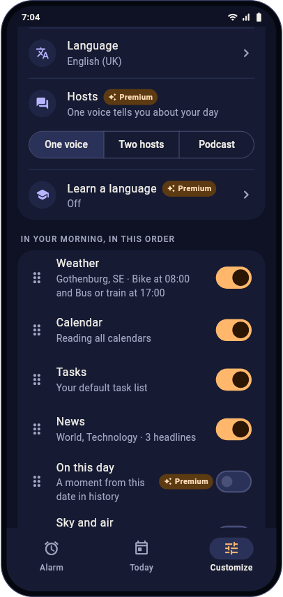 Customize your morning